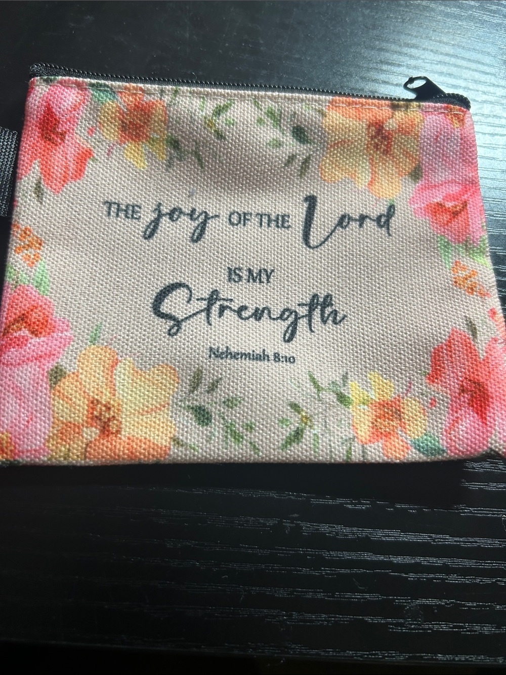 YNS Generic Floral Canvas Zip Pouch – Pink, Orange, Yellow